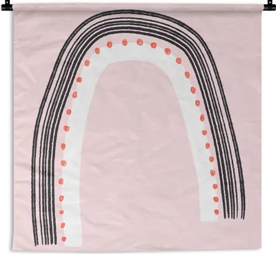 Produktbild von MuchoWow® Wandteppich Wandbehang Regenbogen - Minimalismus - Rosa 60x60 cm Tapisserie Dekoration Wandtuch - Dekorationen - Wand Decke