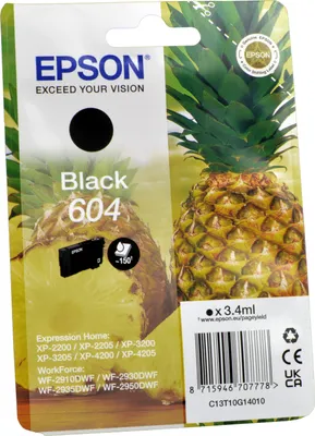 Produktbild von Epson 604, Standardertrag, Schwarz, 3,4 ml, 1 Stück(e), 150 Seiten, Einzelpackung