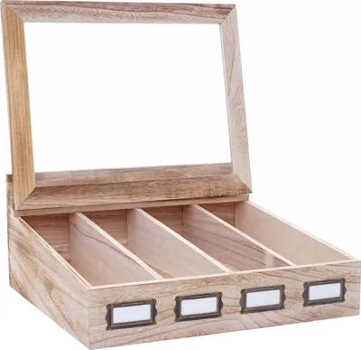 Produktbild von Besteckkiste MCW-C25, Holzbox mit Deckel Besteckkasten, Paulownia 17x37x33cm naturbraun