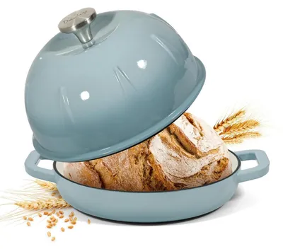 Immagine prodotto di Casseruola in ghisa smaltata per pane, capacità 5,35 litri, diametro 25 cm, colore blu "sale marino"