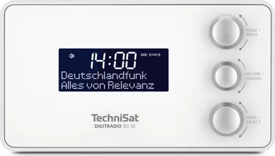 A white TechniSat DIGITRADIO 50 SE DAB+ radio is shown against a white background.