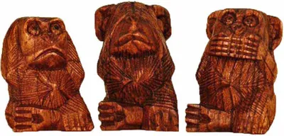 Image de Figurine en bois Abstrait Statue en bois Afrique Asie Artisanat Déco 3 singes, unique