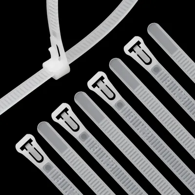Produktbild von Kabelbinder Wiederverwendbar 100 Stück Weiß 200mm x 7.6mm UV-beständig Hitzebeständig Nylon PA66