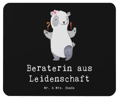Produktbild von Mr. & Mrs. Panda Mouse Pad Beraterin Leidenschaft - Schwarz - Geschenk, laptop mauspad, Mousepad, Witzig, Lustig, Spruch, IT Beratung, mousematte, Beruf