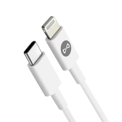 Produktbild von USB-C / Lightning Kabel, 1m lang, Aufladen und Synchronisieren, Forever - Weiß