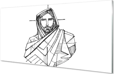 Produktbild von Glasbilder 140x70 Wandkunst Jesus Zeichnung
