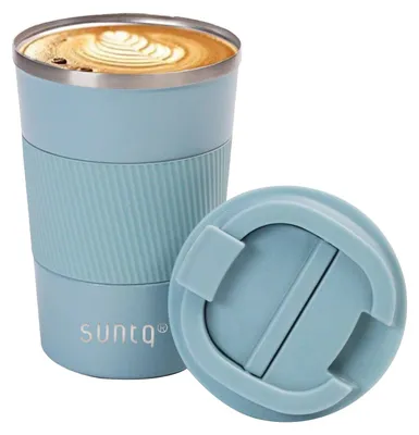 Reise-Kaffeetasse 380 ml, auslaufsicher, hellblau, Edelstahl
