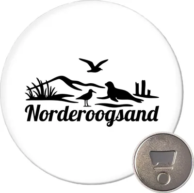 Produktbild von Huuraa Magnet Norderoogsand Strandmotiv 59mm Kühlschrankmagnet rund Flaschenöffner Geschenkidee