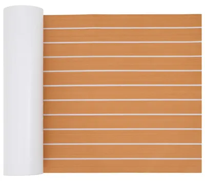 Image de vidaXL Tapis de bateau rayé marron et blanc 240 x 60 cm EVA