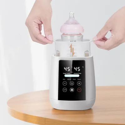 Produktbild von Flaschenwärmer mit Temperatur und Nachtlicht 6-in-1 Multifunktion Babykostwärmer Tragbarer Babyflaschenwärmer Schnell Erhitzen &Warmhalten
