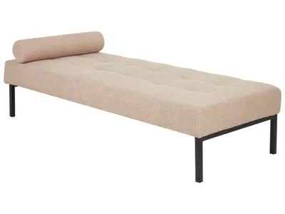 Produktbild von BELIANI Chaiselongue Beige Bouclé-Stoffbezug Gesteppt mit Kissen Metallgestell Modern Liegesessel Relaxliege für Wohnzimmer Schlafzimmer Indoor