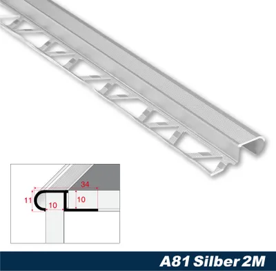 Produktbild von Effector Fliesenschiene aus eloxiertem Aluminium - Fliesenkanten Schutz - (S-Form Profil silber) Schiene Fliesen Fliesenleisten Abschlussprofil Alu