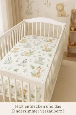 Produktbild von BabyLux Spannbettlaken 60x120 cm – Baumwolle, weich & atmungsaktiv – Spannbetttuch für Babybett & Kinderbett 124. Africa_Tiere