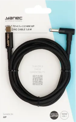 Image de Yanec USB-C vers 4,5 x 3,0 mm HP câble de charge 1,8 m
