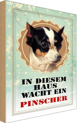 Produktbild von vianmo Holzschild 30x20 cm Hund in diesem Haus wacht Pinscher Tier Haustier