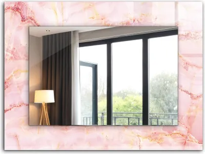 Produktbild von Bedruckter Spiegel - Wandspiegel - Dekorativer - Modern - 80x60 cm - Rosa Marmormuster