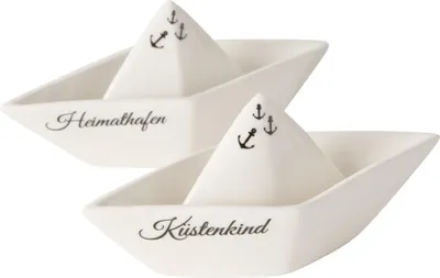 Produktbild von Deko Boot Bötchen Schiffchen aus Porzellan Maritime Dekoration Küstenkind & Heimathafen