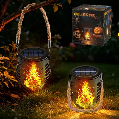 Immagine prodotto di Lanterna solare - 2 pezzi - Effetto fiamma LED - Resistente alle intemperie
