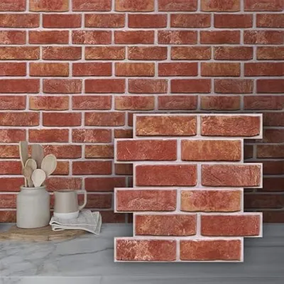 Produktbild von 3D Wandpaneele Selbstklebend Ziegeloptik Rot, 10 Stš¹ck