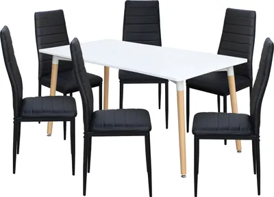Obrázek produktu pro Jídelní stůl ONE 160x90 bílý + 6 židlí SIGMA černých