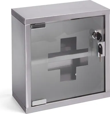 Obrázok produktu pre MSV lekárnička lekárnička lekárnička lekárnička lekárnička z nehrdzavejúcej ocele, 25 x 12 x 25 cm "Tip -on" automatický, montážny materiál a 2 kľúče v cene