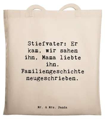 Produktbild von Mr. & Mrs. Panda Shopping Tasche Spruch Stiefvater Liebe - Transparent - Geschenk, Zusammenwachsen, Tote Bag, Weihnachten, Familie, Schultasche, Jutebeutel, Geschenke