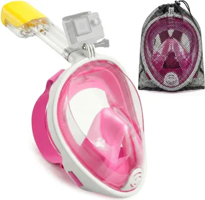 Immagine prodotto di Maschera da snorkeling Maschera subacquea a pieno facciale con vista a 180° e supporto per action camera S/M Rosa