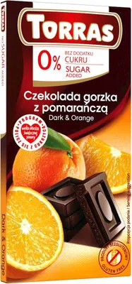 Obrázok produktu pre HORKÁ ČOKOLÁDA S POMERANČOM BEZ PRIDANÉHO CUKRU, BEZLEPKU 75 g - TORRAS
