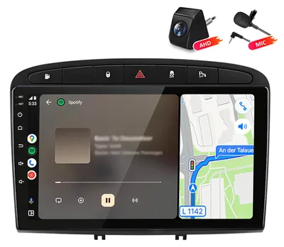 Obrázek produktu pro Autorádio 4+64 GB s kamerou a mikrofonem pro Peugeot 308 SW, 408, modely 2012-2020, s funkcemi Carplay, Android Auto, GPS navigací, Wi-Fi, Bluetooth, DAB+RDS, ovládáním z volantu, 9 palců