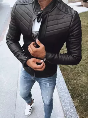 Image de Dstreet Veste en cuir pour homme Aiyari noir M