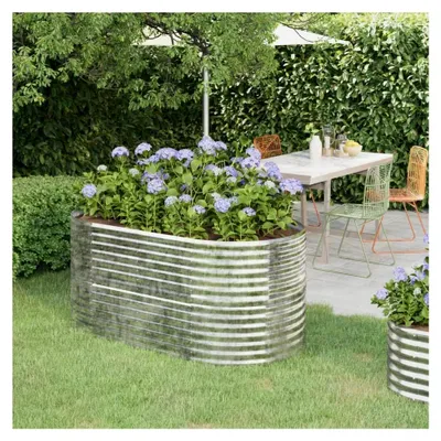 Produktbild von Hochbeet aus pulverbeschichtetem Stahl 152x80x68cm Silber