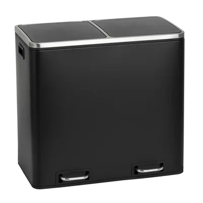 Image de SVITA TM2X24 Poubelle à pédale 48 litres noire Poubelle design Poubelle de tri Corbeille à papier Système de tri pour la cuisine