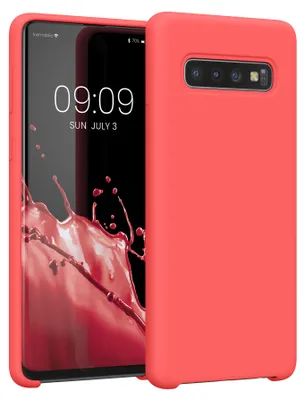 Produktbild von kwmobile Handyhülle für Samsung Galaxy S10 Hülle - Case Silikon - Kabelloses Laden - Schutzhülle Cover in Neon Koralle