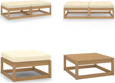 Produktbild von vidaXL Garten Fußhocker mit Kissen 2 Stk. Massivholz Kiefer - Fußhocker - Fußbank - Fußbänke - Fußstütze