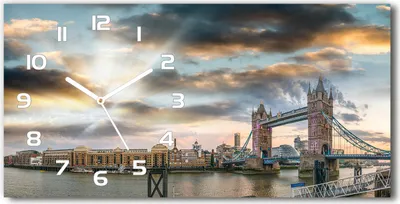 Produktbild von Wanduhr aus Glas – 60x30 cm - Glasbild - Glasuhr - Gehärtetes Glas - weisse-zeiger - Tower Bridge London