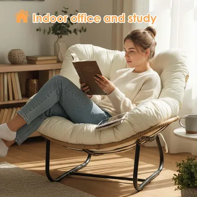 Produktbild von Outdoor-Schaukelstuhlkissen,Wasserdicht Hängeschaukel Kissen, Universal Rattan Schaukelstuhl Auflage,Verbreitert und verdickt Polster,Ersatzkissen für Indoor Outdoor,Beige