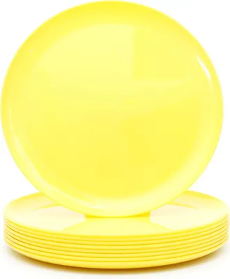 Produktbild von Famanu Plastikgeschirr Set 9 Stück - Große Teller 25 cm (Gelb)