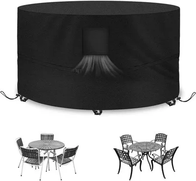 Produktbild von Famanu Gartenmöbelhülle Rund - Wasserdicht, UV-beständig, 190 cm Durchmesser, Schwarz