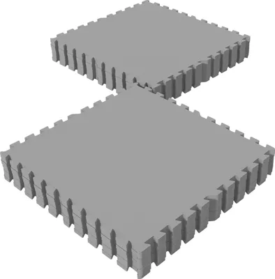 Two sets of interlocking grey puzzle mats are shown against a white background.
