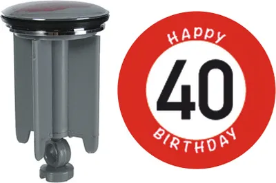Produktbild von Waschbeckenstöpsel Waschbeckenstopfen Waschtischstöpsel »Happy Birthday 40«