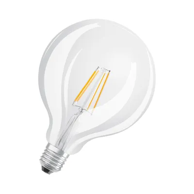 Zdjęcie produktu dla Lampa LED Star Globe firmy OSRAM w klasycznym kształcie kuli, 7 W / 806 lm, 4000 K dla chłodnego białego światła, CRI 80, przezroczyste szkło bezołowiowe, trzonek E27, IP20, EEK E, średnica 125 mm.