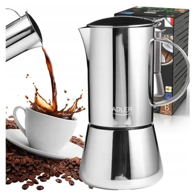Produktbild von Adler AD 4419, Kaffeemaschine mit Kanne, 0,35 l, Silber, Edelstahl, 6 Tassen, Gemahlener Kaffee