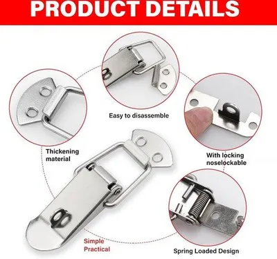 Immagine prodotto di Morsetti a quattro punti con fessura, morsetti Hasp da 90 mm, ganci per cassette degli attrezzi, con 16 viti M4x16