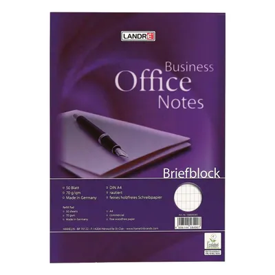 Produktbild von LANDRÉ Landré Briefblock Business Office Notes DIN A4 rautiert 70g/m² weiß 50 Bl.