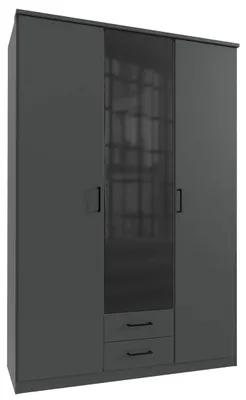 Produktbild von Kleiderschrank Soest Drehtürenschrank graphit schwarzglas Größe wählbar