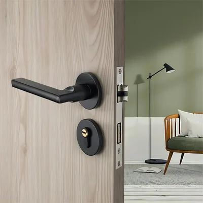Immagine prodotto di Maniglia per porta della camera da letto con serratura - Antifurto - Nero opaco