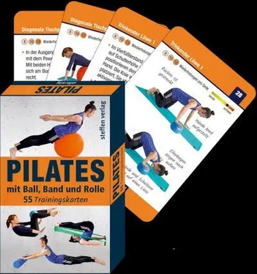 Produktbild von Trainingskarten: Pilates mit Ball, Band und Rolle