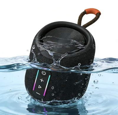 Produktbild von AuraBass 2 Tragbarer Bluetooth-Lautsprecher – 52 mm Treiber, 10 W Bass, IPX7 Wasserdicht, 1800 mAh, RGB-Licht, BT 5.3, Kompakt & Robust