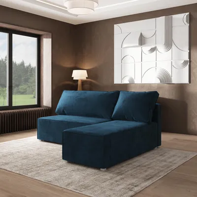 Produktbild von Masseno Ecksofa BRISO M mit Schlaffunktion L-Form, Sofa mit Bettkasten, Wohnzimmersofa, Couch, Soffa, Bettsofa, Couchgarnitur- Blau, MONOLITH 77