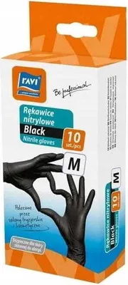 Produktbild von Schwarze Nitrilhandschuhe 10 Stück strapazierfähig ""M""